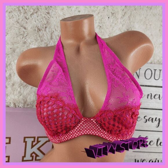 NWT Victoria's Secret Red Lace Plunge Bra 36C #7211 - Stunning Design 💖 NWT - Picture 1 of 6